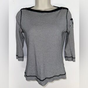 Lauren Ralph Lauren Black and White Blouse with 3/4 Sleeves size petite XS